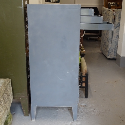 1840 - A 15-drawer metal filing cabinet, W28cm, H100cm