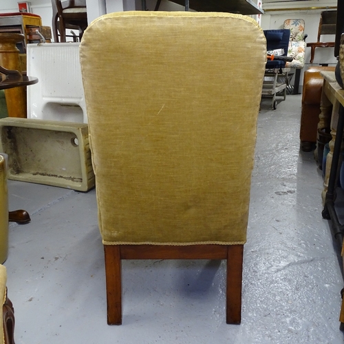 1795 - A William IV mahogany-framed and upholstered open armchair, on tulip carved legs