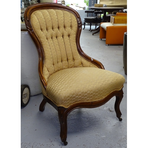 1796 - 19th century mahogany-framed and button-back upholstered nursing chair