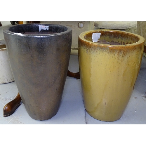 1798 - 2 glazed terracotta tapered garden plant pots, tallest 52cm