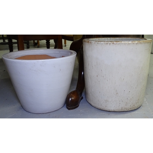 1799 - 2 small glazed garden pots, tallest 30cm