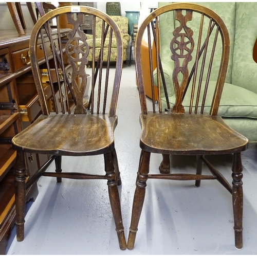 1806 - 2 wheel-back elm-seated dining chairs