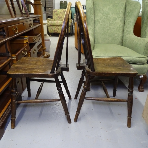 1806 - 2 wheel-back elm-seated dining chairs