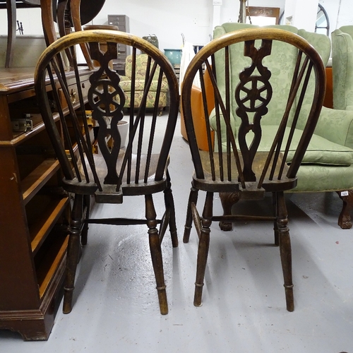 1806 - 2 wheel-back elm-seated dining chairs