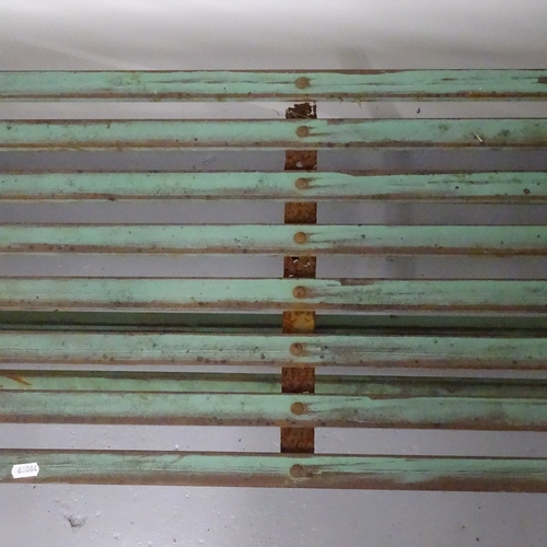 1808 - A painted slatted metal folding garden bench