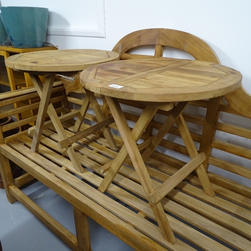 1810 - A pair of small teak folding garden occasional tables