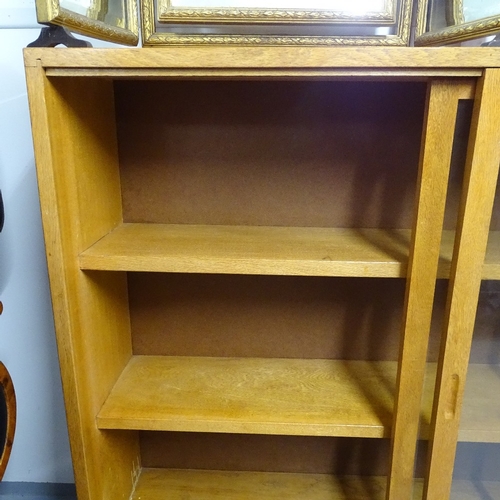 1812 - 1930s light oak bookcase, with 2 sliding glazed doors, L152cm