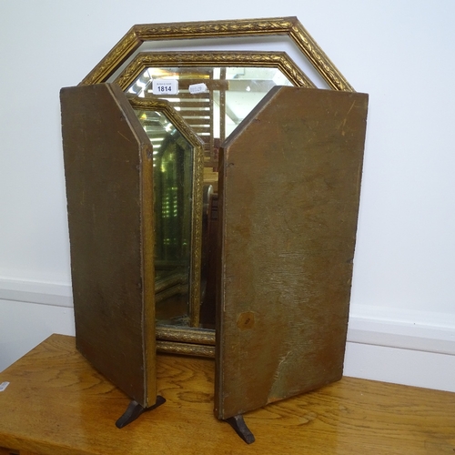 1814 - An Edwardian gilt-framed 3-fold dressing table mirror