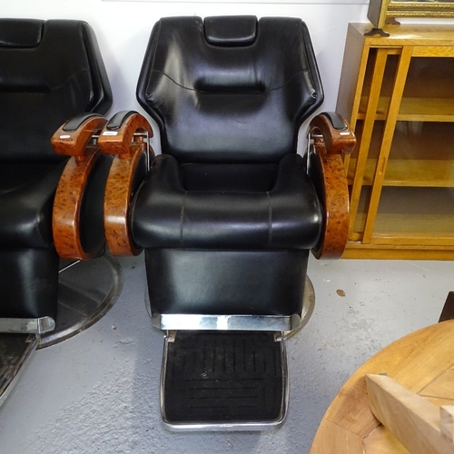 1815 - A pair of modern chrome and upholstered barber's chairs