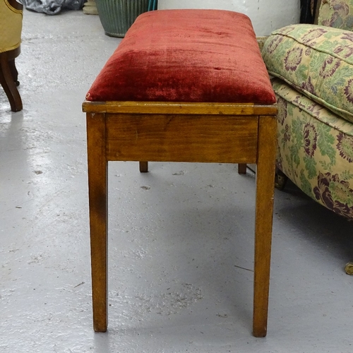 1826 - An Edwardian upholstered duet stool, W104cm