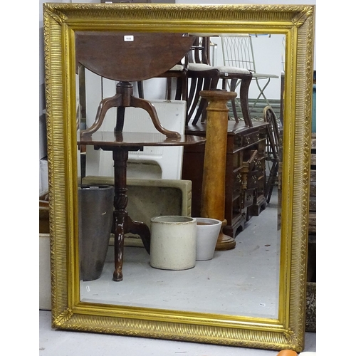 1836 - A modern gilt-framed and bevelled-edge rectangular wall mirror, W114cm, H144cm