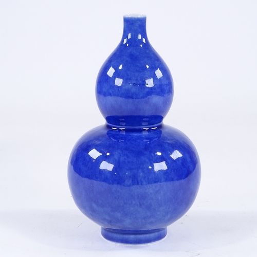 113 - A Chinese blue glaze porcelain double gourd vase, height 22cm