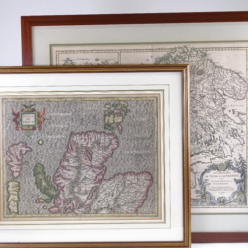 129 - 2 early maps, Scotiae Regnum by G Mercator, 1620 - 1640, image 35cm x 45cm, and Sweden and Norway, b... 