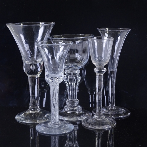 145 - A group of 5 18th century cordial/wine glasses