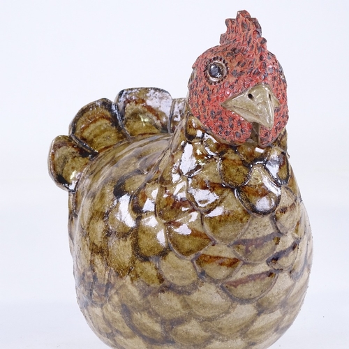 158 - A Studio pottery Sussex speckled hen, Zoo Ceramics Animal Sculpture Series, by Tracy Wright 2005, he... 