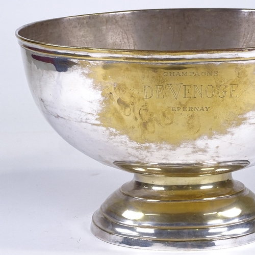 160 - A silver plated Champagne bath, inscribed Champagne De Venoge Epernay, 36cm across, height 24.5cm, (... 