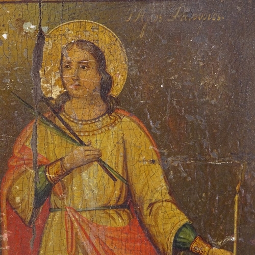 161 - A Russian painted and gilded icon on wood panel, 25cm x 19cm