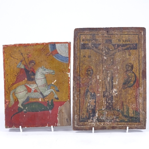 163 - 2 Russian painted and gilded icons on wood panels, height 23cm and 19cm (2)