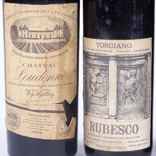 178 - A bottle of Chateau Loudenne Medoc, a bottle of Torgiano Rubesco 1968, and a bottle of Fonseca 1978 ... 