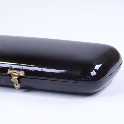 193 - A Victorian tortoiseshell cigar case, of plain rectangular form, 13cm x 7cm