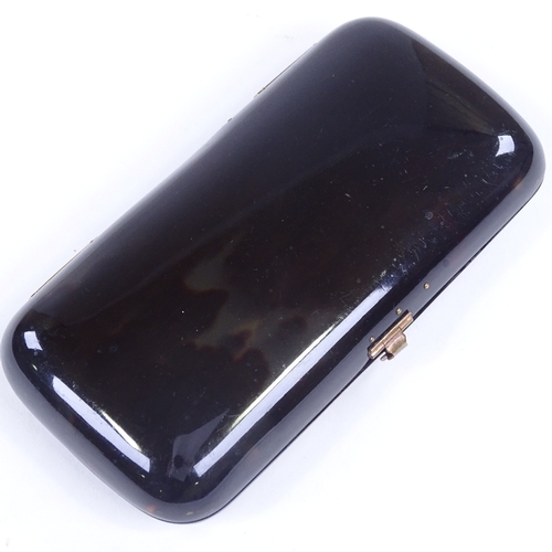 193 - A Victorian tortoiseshell cigar case, of plain rectangular form, 13cm x 7cm