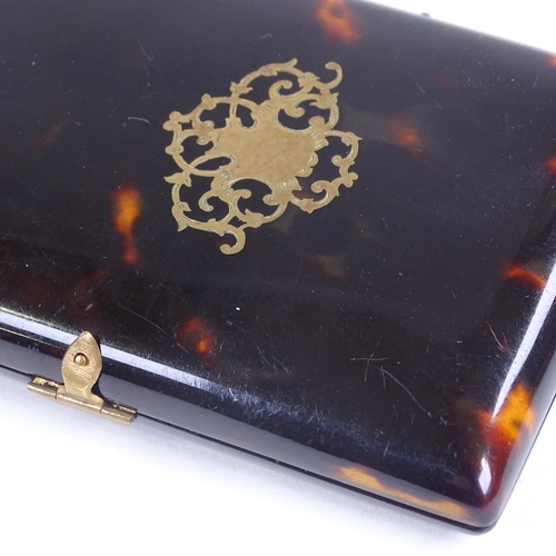 204 - A 19th century French tortoiseshell purse/note case, with ivory note page, 10cm x 7c,