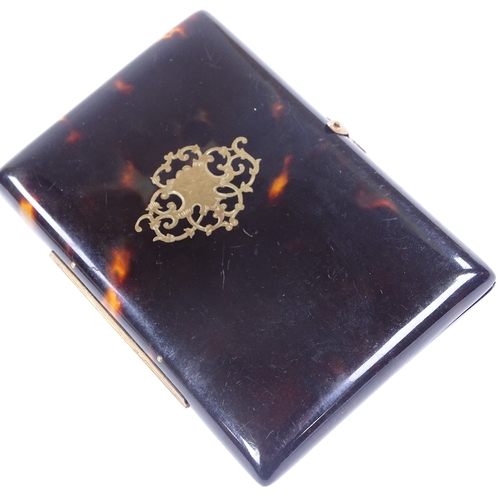 204 - A 19th century French tortoiseshell purse/note case, with ivory note page, 10cm x 7c,