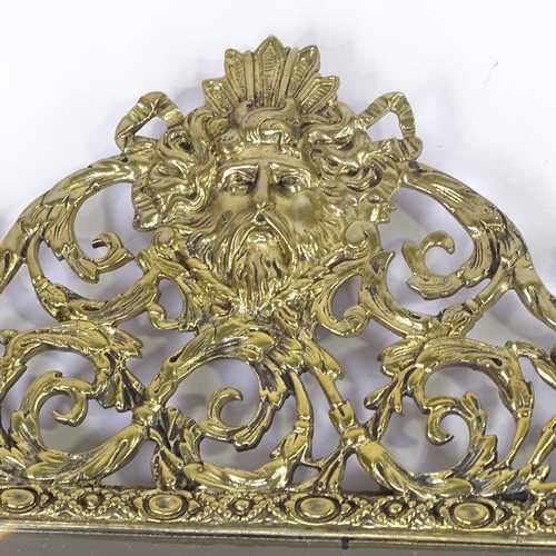 226 - A pair of Victorian cast brass-framed wall mirrors, pierced and embossed acanthus decorated frames, ... 