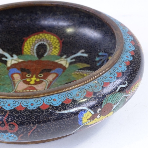 235 - A Chinese cloisonne enamel dragon decorated bowl, 4 character mark, diameter 20cm