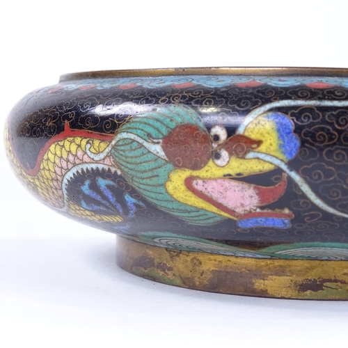 235 - A Chinese cloisonne enamel dragon decorated bowl, 4 character mark, diameter 20cm