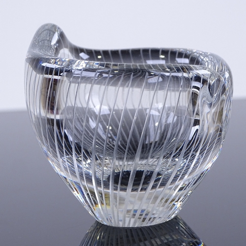 241 - Tapio Wirkkala for Iittala Finland, line cut-glass bowl, circa 1950s, signed, height 6cm, diameter 7... 