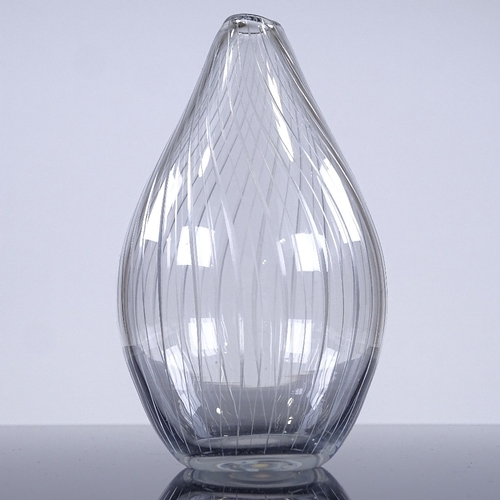 242 - Tapio Wirkkala for Iittala Finland, Onion vase, line cut glass, 1958, signed, height 13cm