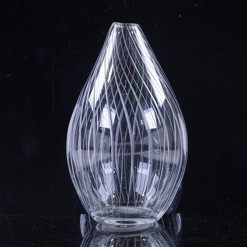 242 - Tapio Wirkkala for Iittala Finland, Onion vase, line cut glass, 1958, signed, height 13cm