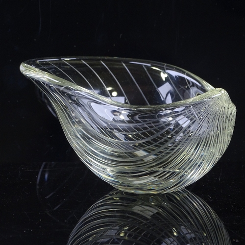 244 - Tapio Wirkkala for Iittala Finland, line cut glass petal dish, circa 1950s, signed, length 12.5cm, h... 