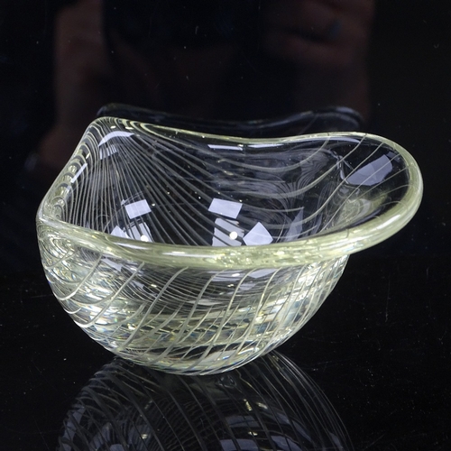 244 - Tapio Wirkkala for Iittala Finland, line cut glass petal dish, circa 1950s, signed, length 12.5cm, h... 