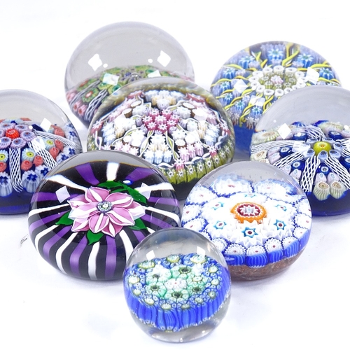 245 - 8 various Millefiori and flower design glass paperweights, largest 7.5cm diameter (8)