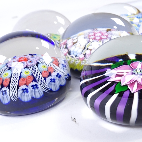 245 - 8 various Millefiori and flower design glass paperweights, largest 7.5cm diameter (8)