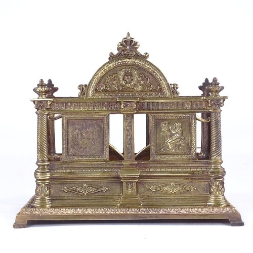 247 - A good quality Victorian relief cast gilt-bronze letter rack, length 22cm