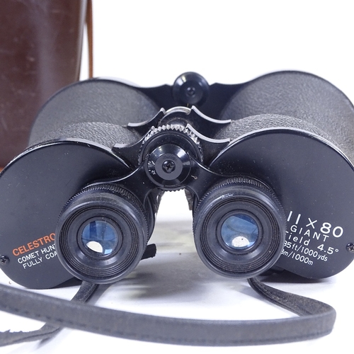 250 - A pair of Celestron 11x80 giant astronomical binoculars, leather-cased