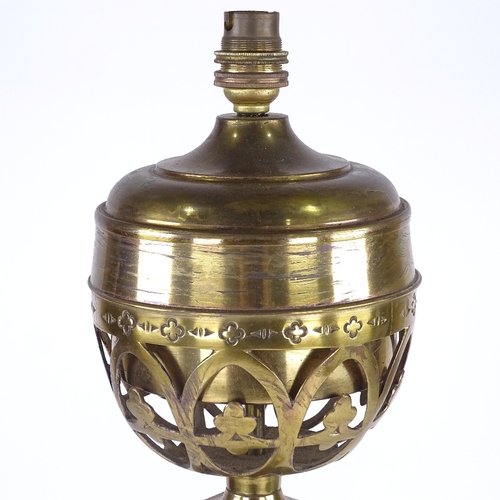 257 - A brass oil lamp converted to electric, with fluted column, height excluding fitting 60cm