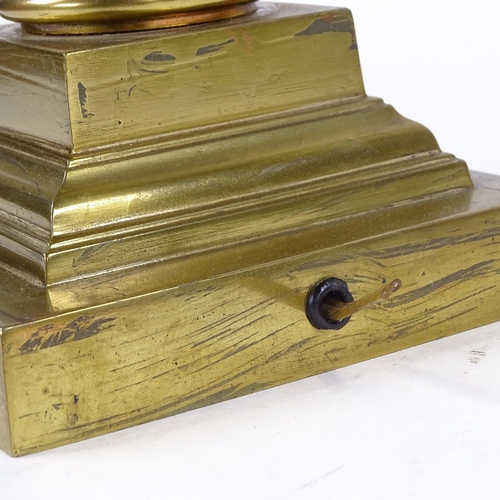 257 - A brass oil lamp converted to electric, with fluted column, height excluding fitting 60cm