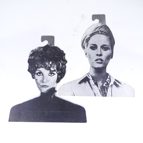 297 - WITHDRAWN A rare set of 7 1960s cardboard shop display clothes hangers with photographic portraits o... 