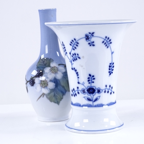 319 - A Royal Copenhagen Blackberry design vase, height 14cm, a KPM white glaze vase, and 1 other (3)