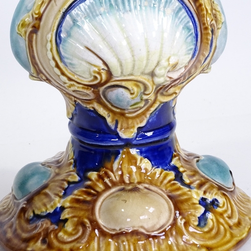 344 - A Majolica Pottery jardiniere on pedestal, no factory marks, overall height 84cm