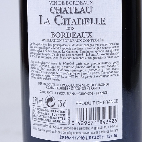 354 - 7 bottles of Bordeuax, Chat Le Citadel 2018, and 1 Pavillon De Montamart (8)