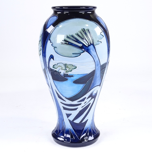 367 - Moorcroft Pottery vase with blue landscape design, 2003, height 32cm