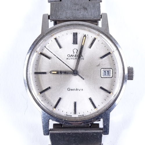 421 - OMEGA - a Vintage stainless steel Geneve automatic wristwatch, ref. 1660163, silvered dial with blac... 