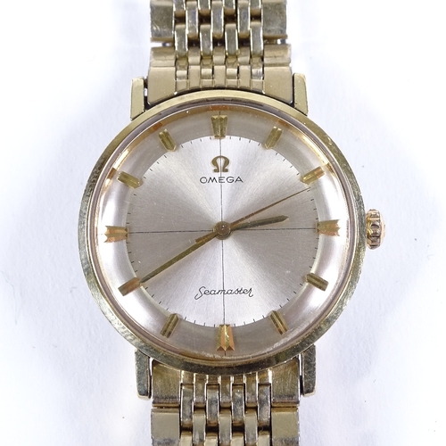 422 - OMEGA - a Vintage gold plated Seamaster mechanical wristwatch, silvered crosshair dial with gilt arr... 