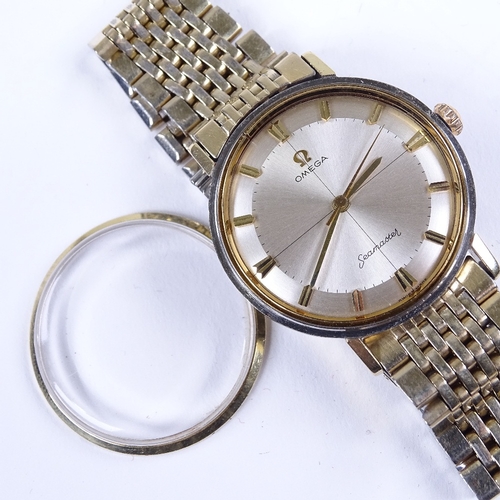 422 - OMEGA - a Vintage gold plated Seamaster mechanical wristwatch, silvered crosshair dial with gilt arr... 