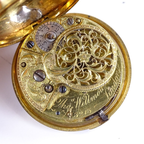 424 - An early 18th century blonde tortoiseshell and gilt metal pair-cased key-wind Verge pocket watch, by... 